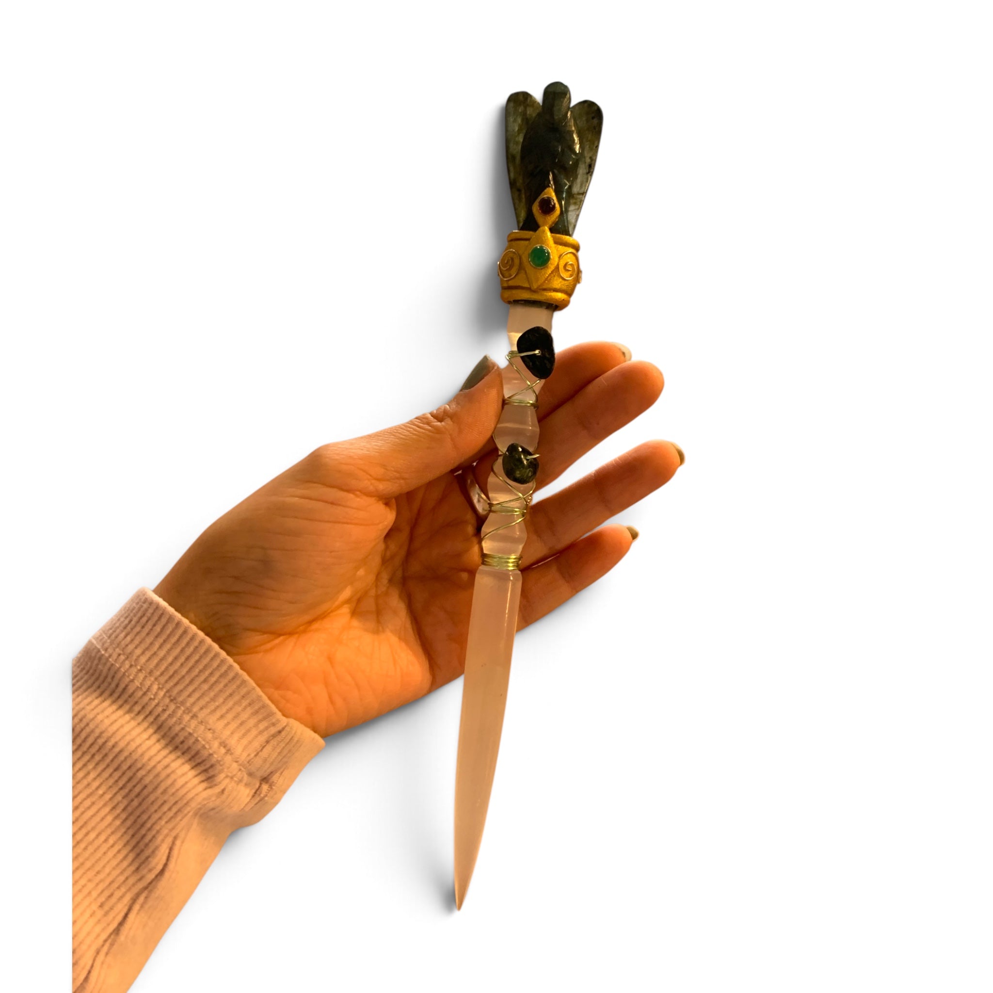 Fairy Wand - Selenite & Labradorite Angel $120